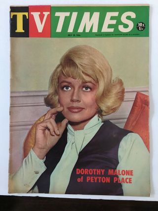 1966 Dorothy Malone Peyton Place Tv Times Week Guide Regional Australia