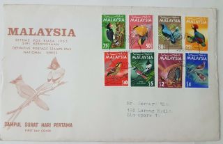 Malaya Malaysia 1965 Birds Series Set On Fdc With Singapore Pmk