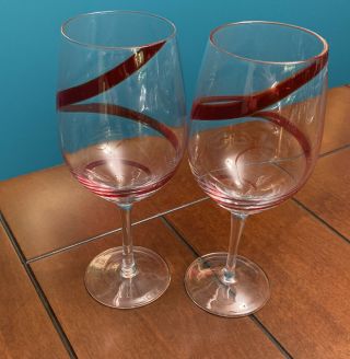 Pier 1 Swirl Red Wine Glasses Water Goblets