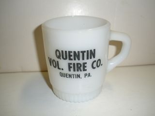 Vintage Fire King Quentin Pa Volunteer Fire Company Cup Mug