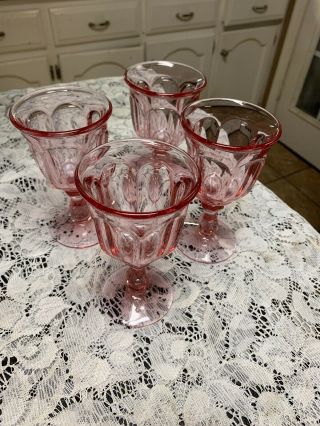 Imperial Old Williamsburg Pink Goblets 5 3/8” Tall Set Of 4