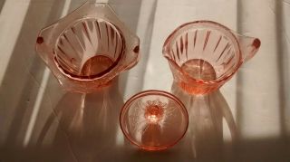 Vintage pink Adam Depression Glass Sugar and Creamer 3