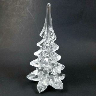 Vintage Enesco Solid Art Glass Christmas Tree 6.  5 " Clear Crystal Paper Weight