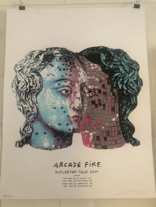 Arcade Fire Poster Reflektor Tour 2014 - Rare Mo/oh/tn/ga 19x25 "