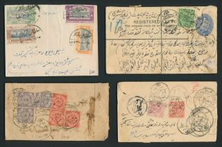 1900 - 1940 Hyderabad India Covers X4 Inc Reg Letter Uprated & Nizam 