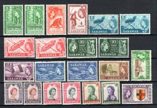 Malaya Straits Settlements 1955 Sarawak Qeii Complete Set Of Mnh Stamps Un/mm