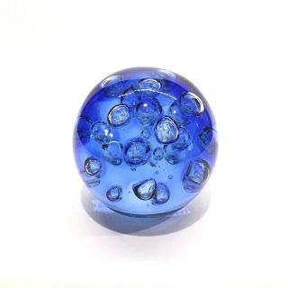 Blue With Controlled Bubbles Art Glass Round 4 