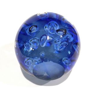 Blue With Controlled Bubbles Art Glass Round 4 