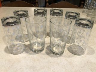 Set Of 8 Vintage Atomic Star Burst Snow Flake Juice Water Glasses Tumblers