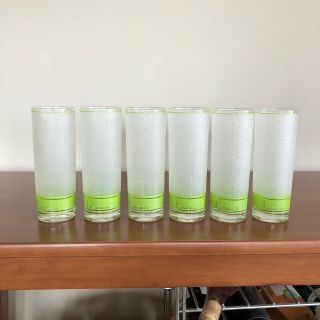 Set Of Six Mid Century Culver Lime Green Stripe Tom Collins Glasses