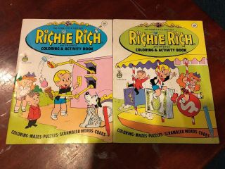 Richie Rich Coloring And Activity - 2 Books Vintage