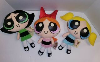 Powerpuff Girls Plush Stuffed Dolls,  All 3 Dolls - Toy Connection 2000,  With Tags