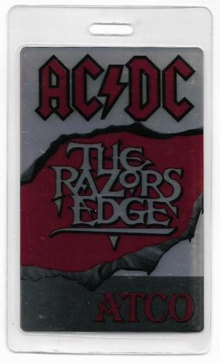 Ac/dc Authentic 1990 - 1991 Concert Laminated Backstage Pass Razor 