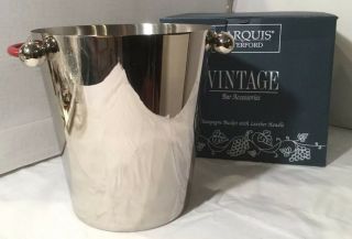 Marquis By Waterford Stainless Champagne Bucket Red Leather Handles
