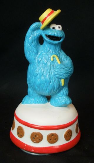 Vintage Ceramic Sesame Street Muppets Cookie Monster Rotating Music Box