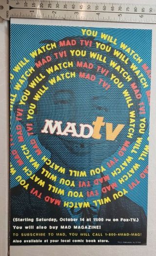 Vintage Mad Tv Rare Print Advertisement