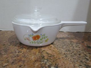 Corning Ware Wild Flower Sauce Pan With Glass Lid P - 89 - B,  2.  5 Cups