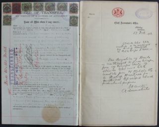 Rhodesia: 1902 Examples As Revenues On Deed Of Transfer Document (34655)