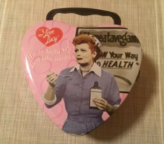 I Love Lucy Tin Tote Lunch Box Heart Shape Vitameatavegamin Catsup On Snails