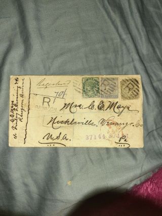 Old 1890 Envelope With Signed Letter And Stamps From India To United St