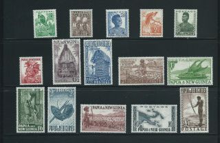 Papua Guinea 1952 Definitive Pictorial Set Sc 122 - 136 Mnh