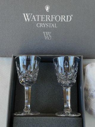 Boxed Set (2) Waterford Crystal Sherry,  Cordial Glasses In The Lismore Pattern