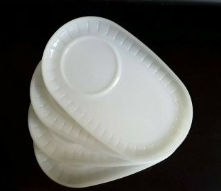 Set Of 4 Vintage Federal Milk Glass Ribbed Sandwich Snack Trays