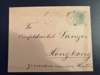 Hong Kong China Postal Card/cover 1891 To Naval Ship Germany Crusier 