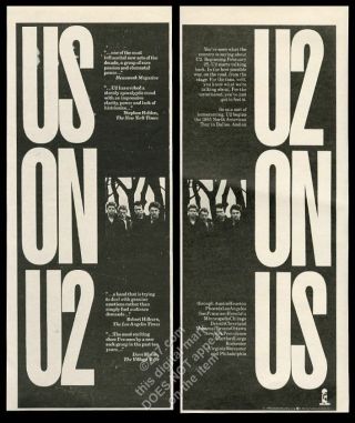 1985 U2 Photo North American Tour City List Vintage Print Ad