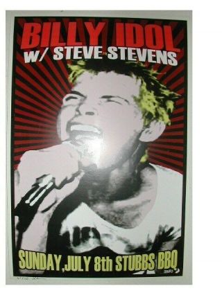 Billy Idol Poster Handbill Austin Concert Shot