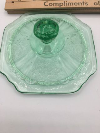 Vintage Green Depression Glass Candy Or Cookie Jar Lid Only