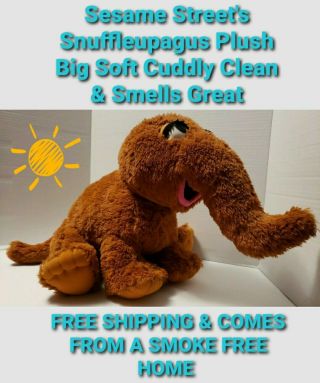 Mr Snuffleupagus Snuffy Jumbo Plush Brown Elephant Sesame Street Hasbro 2014