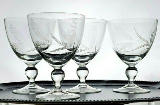 Vintage Wheat Goblets Etched Cut Crystal Glasses Stemware Vintage Barware - 4