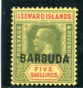 Barbuda 1922 Kgv 5s Green & Red/pale Yellow Mlh.  Sg 11.  Sc 11.