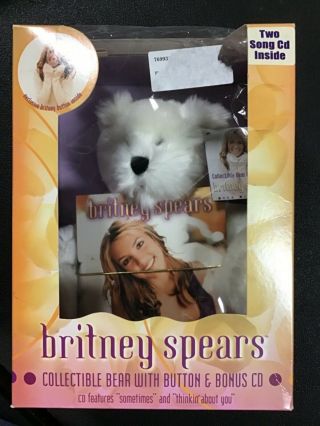 Britney Spears Official Teddy Bear Cd Button Pin Bonus 2000 Oop Rare Collectible