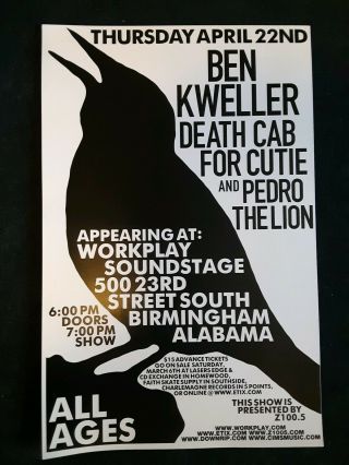 Vintage Death Cab For Cutie Ben Kweller Pedro The Lion Poster 2003 Alabama