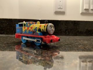 Rare Trackmaster Thomas And Friends Paint Splattered Thomas With Sad Face 2008