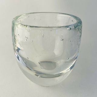 Bubble Glass Vase Bowl Paperweight Hand Blown Clear 4.  5 