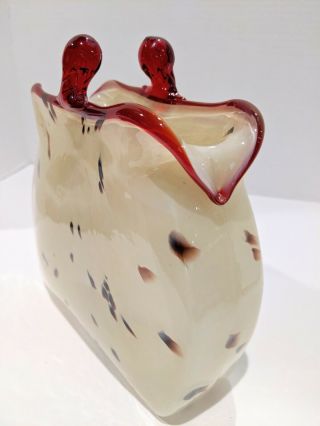 Art Glass Murano Style Hand Crafted Studio Art Handbag Purse Vase Vanity Planter
