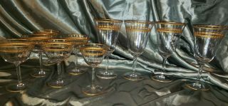 Vintage Champagne Coupes Wine Glasses Rare Antique Home Bar Gold Set Of 10