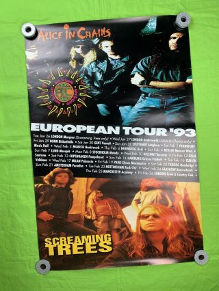Alice IN CHAINS & Screaming Trees Poster European Tour 93 Orig Tour Poster 34x23 2