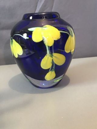 4 3/4 Inch Hand Blown Glass Vase