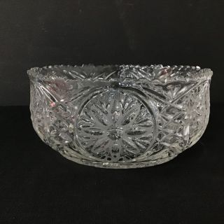 Unbranded Clear Crystal Floral Cut Scalloped Edge Bowl 309