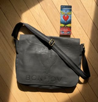 Bon Jovi “the Circle Tour” Leather Laptop Shoulder Bag & Ticketvinyl/record/pick