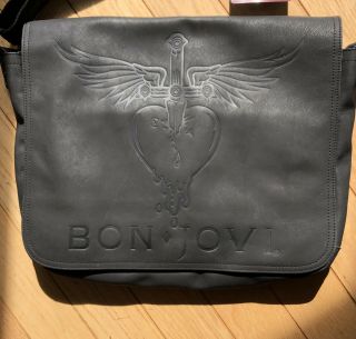 Bon Jovi “The Circle Tour” Leather Laptop Shoulder Bag & TicketVINYL/RECORD/PICK 2