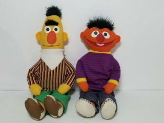Set Of 2 Vintage 70s Knickerbocker Sesame Street Bert & Ernie Plush Dolls