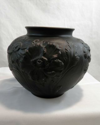 Vintage Tiffin Black Amethyst Poppy Flower Vase Bowl 