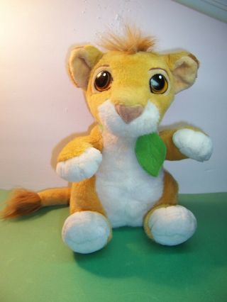 Vtg 1993 Authentic Disney Lion King Talking Simba Cub Plush 12 " Leaf Collar - Vg