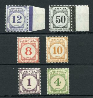 Malayan Postal Union 1936 - 38 Postage Due Set Sgd1/6 Mnh Cat £160
