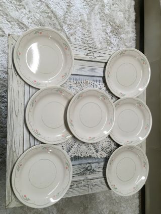 Corelle Calico Rose Beige Small 7 Inch Rimmed B&b Or Dessert Plates Set Of 7